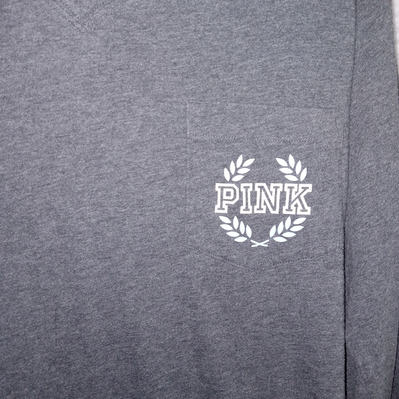 Victoria's Secret PINK Heather Gray Oversized  V-Neck Tee - Picture 3 of 10